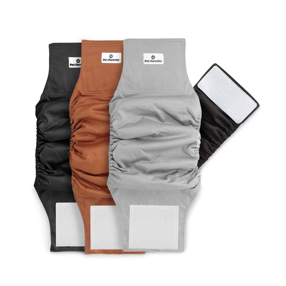 Pet Parents Premium Washable Belly Bands For Male Dogs & Extendrs, (3Pack) Of Male Dog Diapers & Male Dog Belly Bands, Color: Natural, Size: Medium Dog Diapers Male