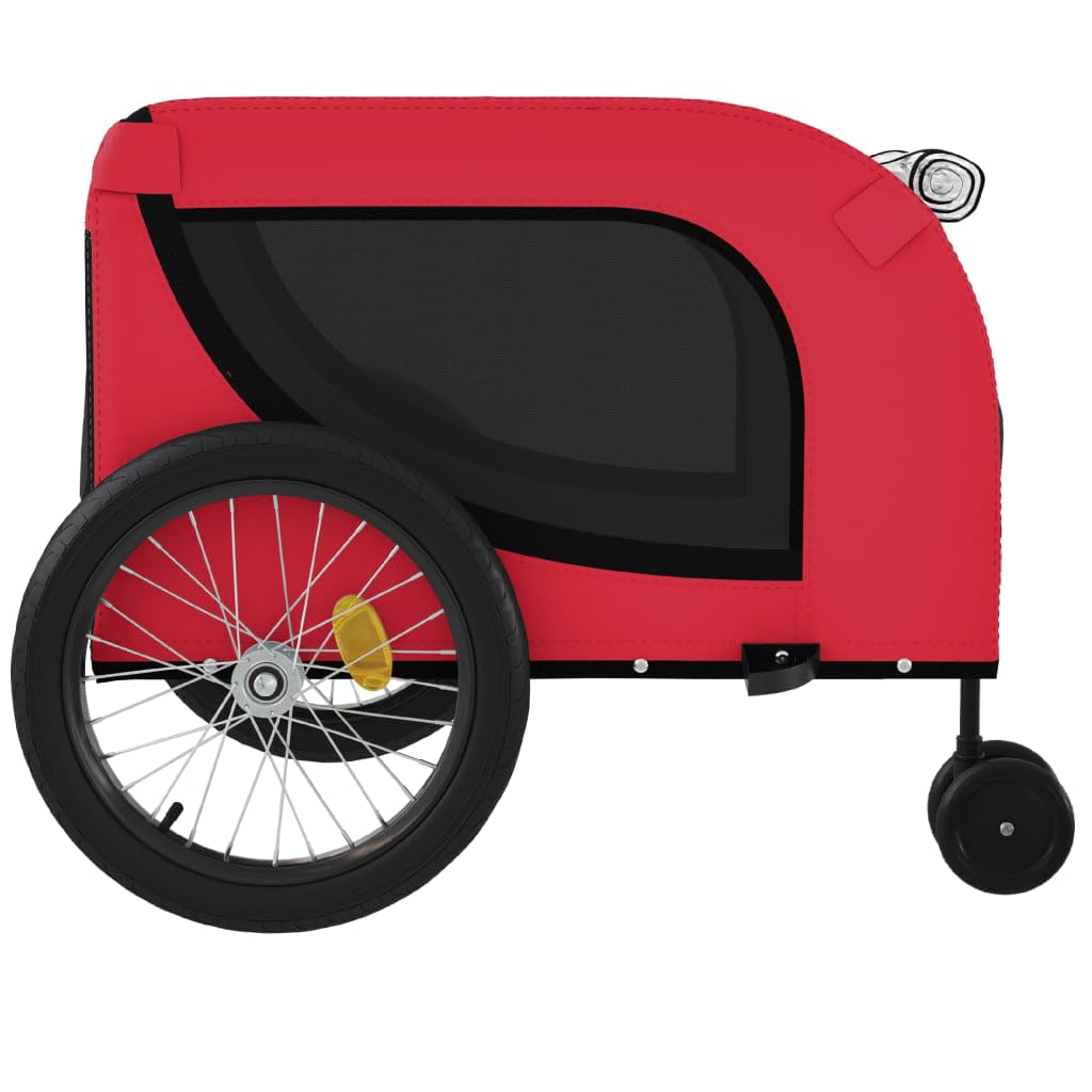 'Vidaxl Pet Bike Trailer In Red And Black, Durable Iron Frame And Waterproof Oxford Fabric, Comfortable, Easy Access