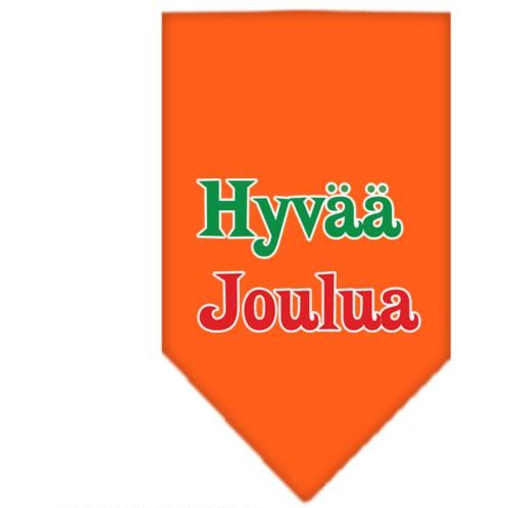 Christmas Pet and Dog Bandana Screen Printed, &quot;Hyvää Joulua&quot; Orange Large