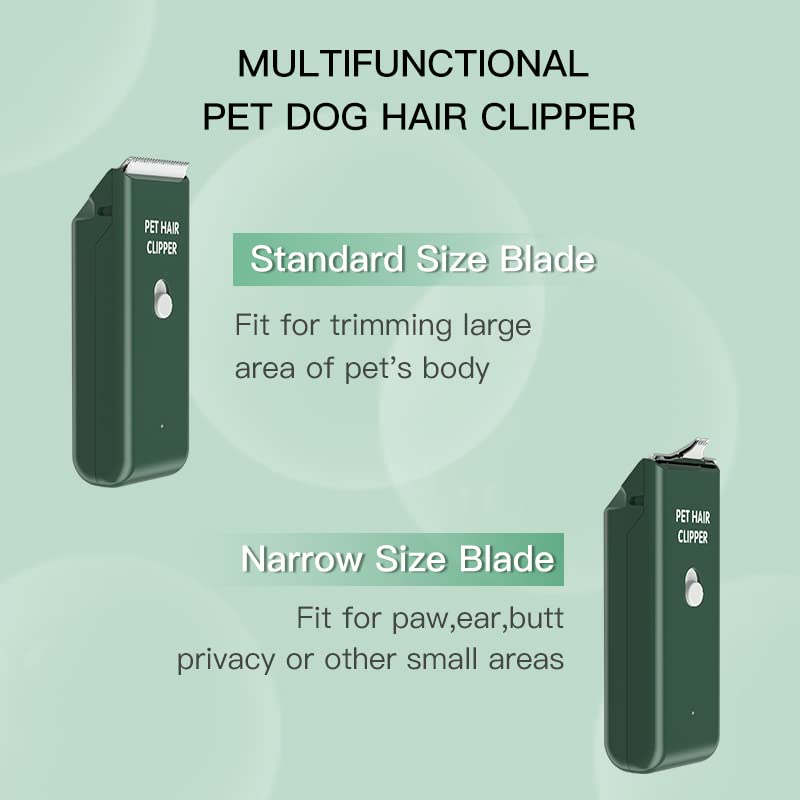 Tileon Feet Hair Trimmer, Dog Clippers,Quiet Washable Usb Rechargeable Cordless Dog Grooming Kit,Electric Pets Hair Trimmers Shaver Shears For Dogs And Cats Green
