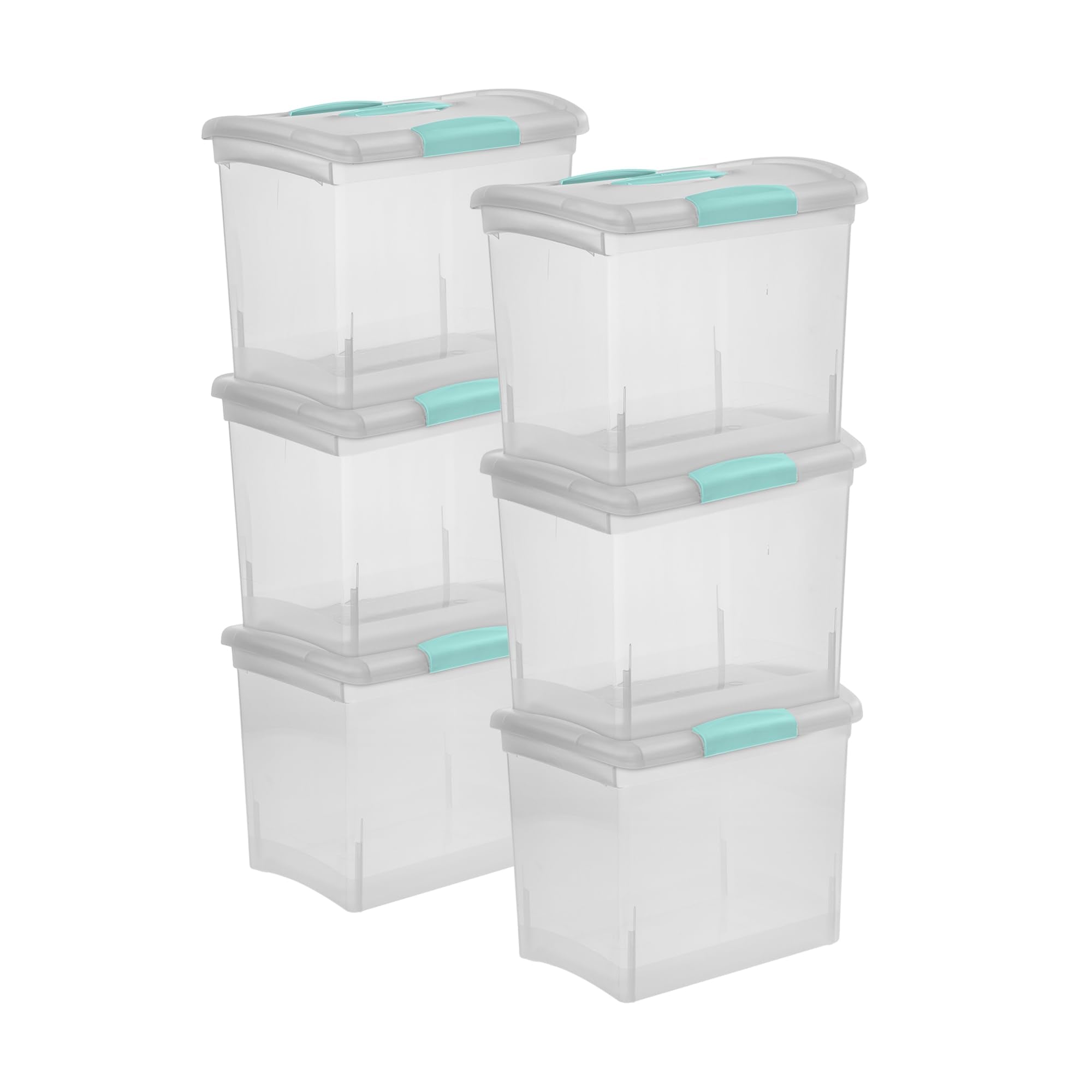Sterilite Large Nesting ShowOffs, Stackable Small Storage Bin with Latching Lid and Handle, Plastic Container to Organize Office
