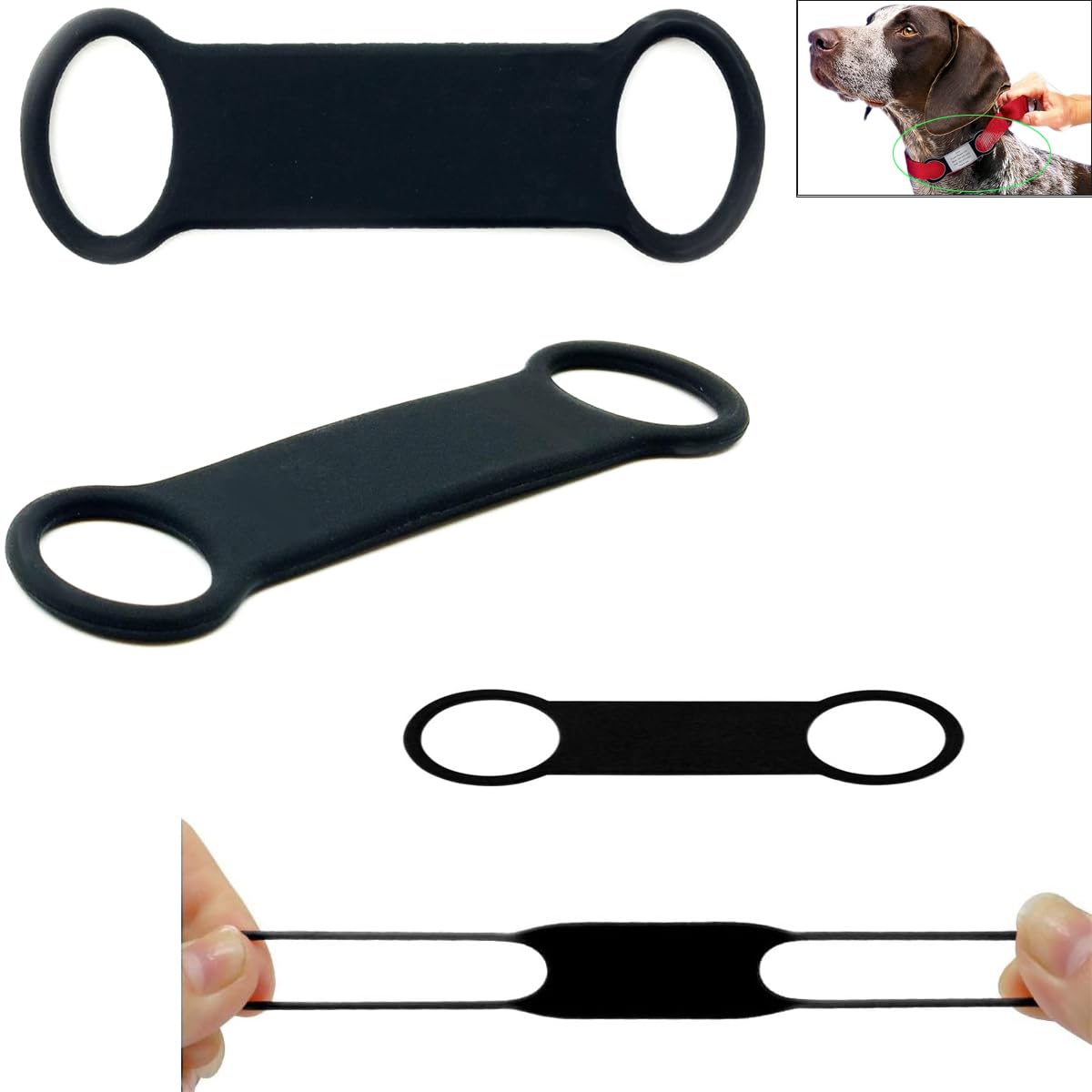 Dracra 4 Pack Dog Tag Rubber Band Replacement Silicone Elastic Holder For Slide On Dog Tags Personalized Name Id Silent Noiseles