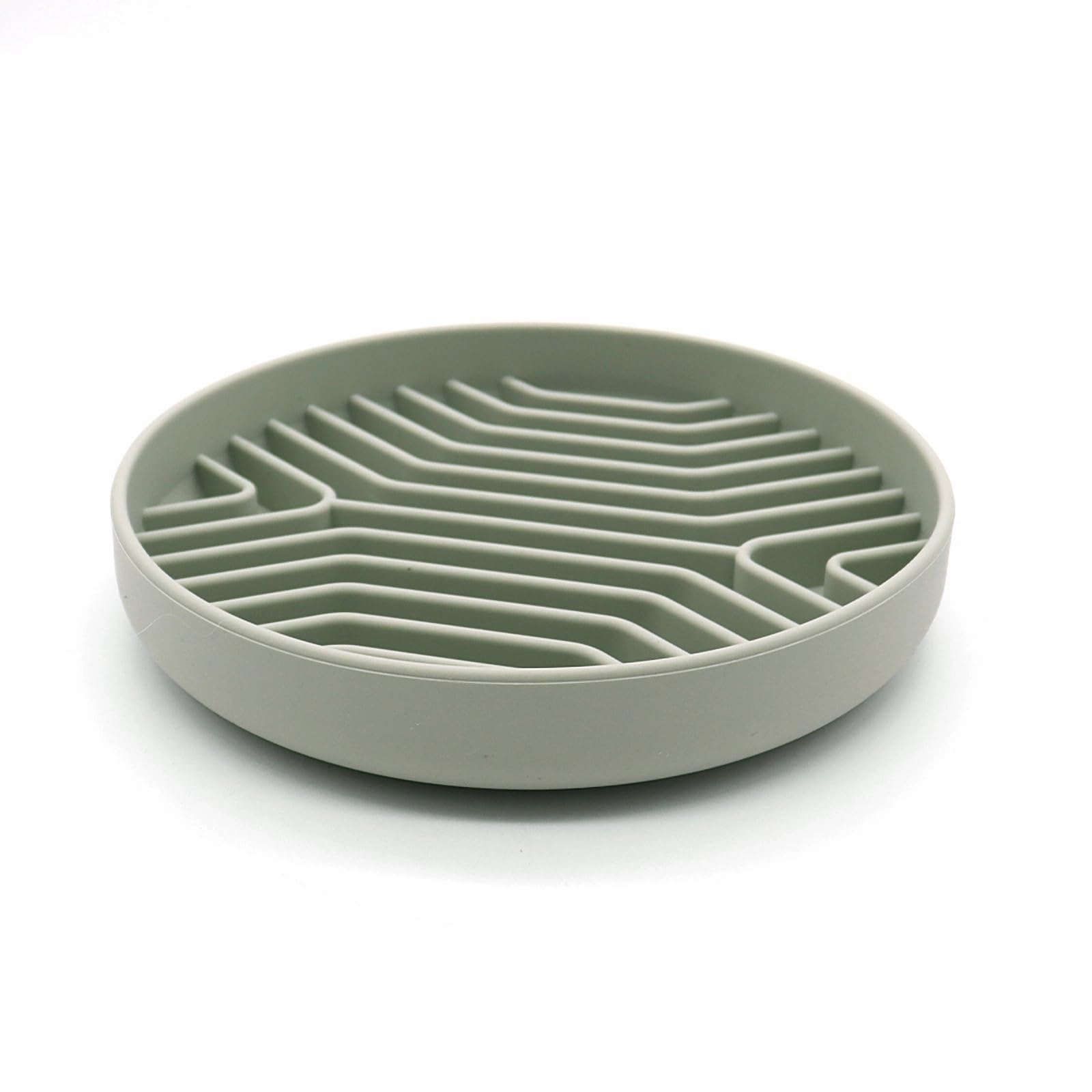 Slow Feeder Dog Bowl, 7.8 x 7.8 inches, Silicone Pet Puzzle Bowl with Suction Base, Foldable (Green)