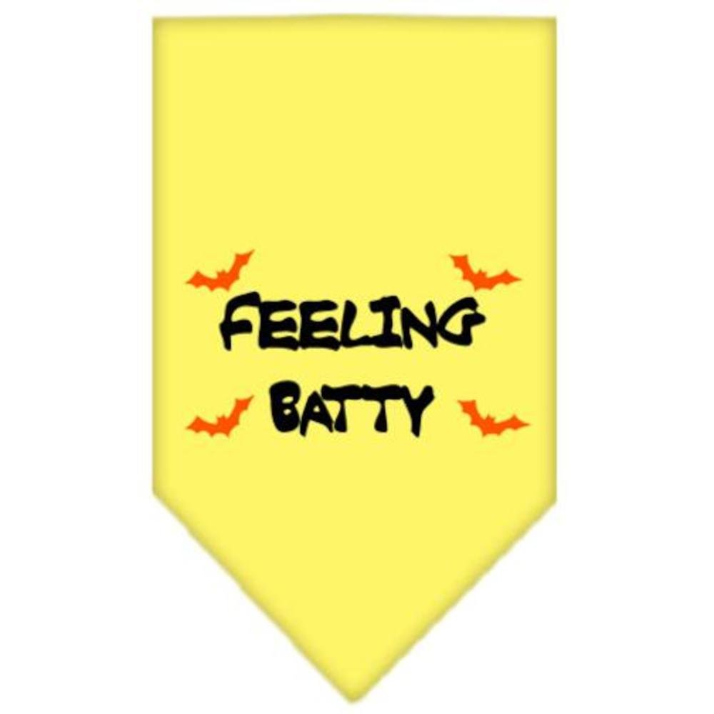 Halloween Pet and Dog Bandana Screen Printed, &quot;Feeling Batty&quot; Yellow Large