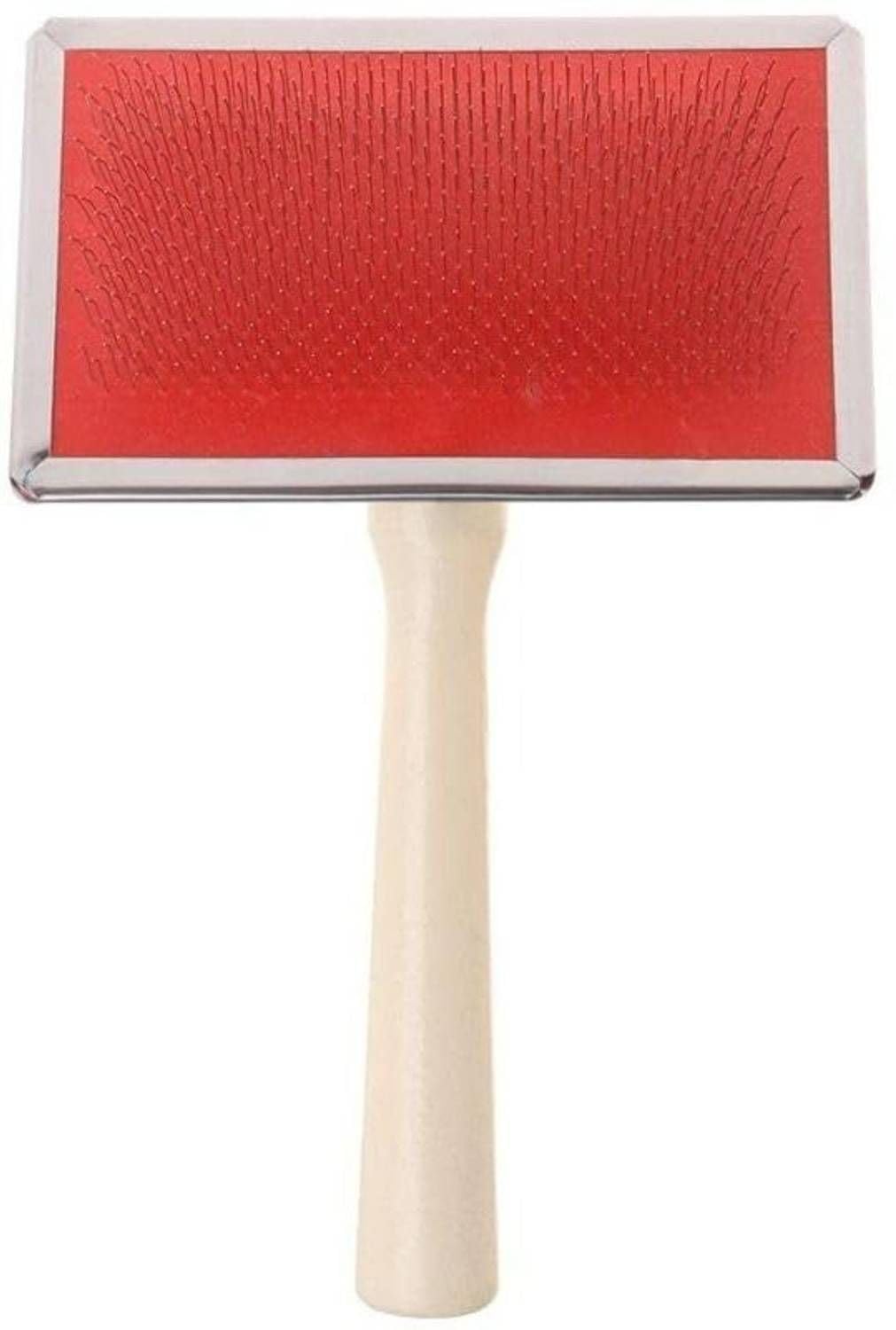 Petjoy Wooden Handle Slicker Brush For Dogs & Cats | Professional Pet Grooming & Massage Brush | Removes Loose Fur, Shedding & T