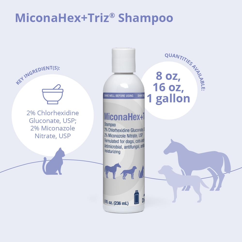 Miconahex+Triz Shampoo For Dogs, Cats And Horses, 8 Oz