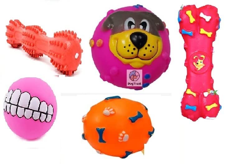 Pet Guard Chew Toys Teeth Ball for Dogs, Fun Pet Toy with Human Smile Design & Squeaker, Nontoxic for Puppy Small Medium or Larg