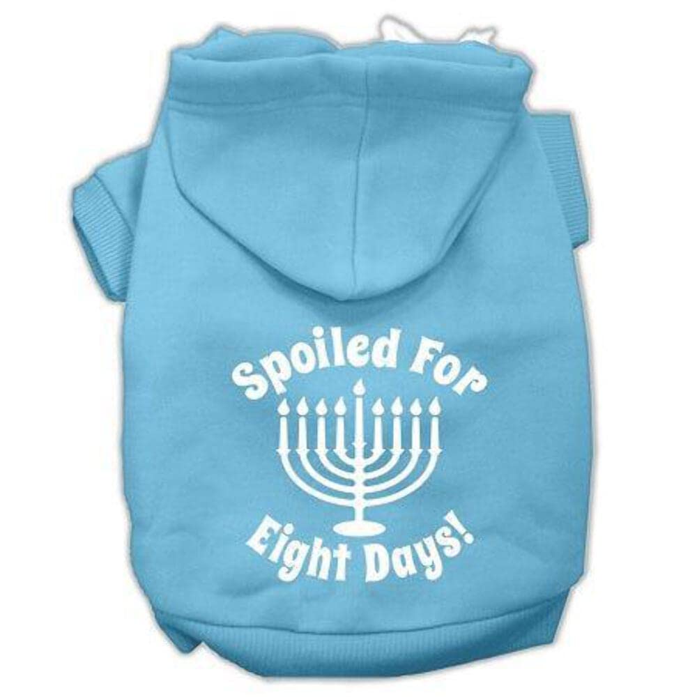 Mirage Pet Products 14&quot; Spoiled for 8 Days Screen Print Dog Pet Hoodie, Large, Baby Blue