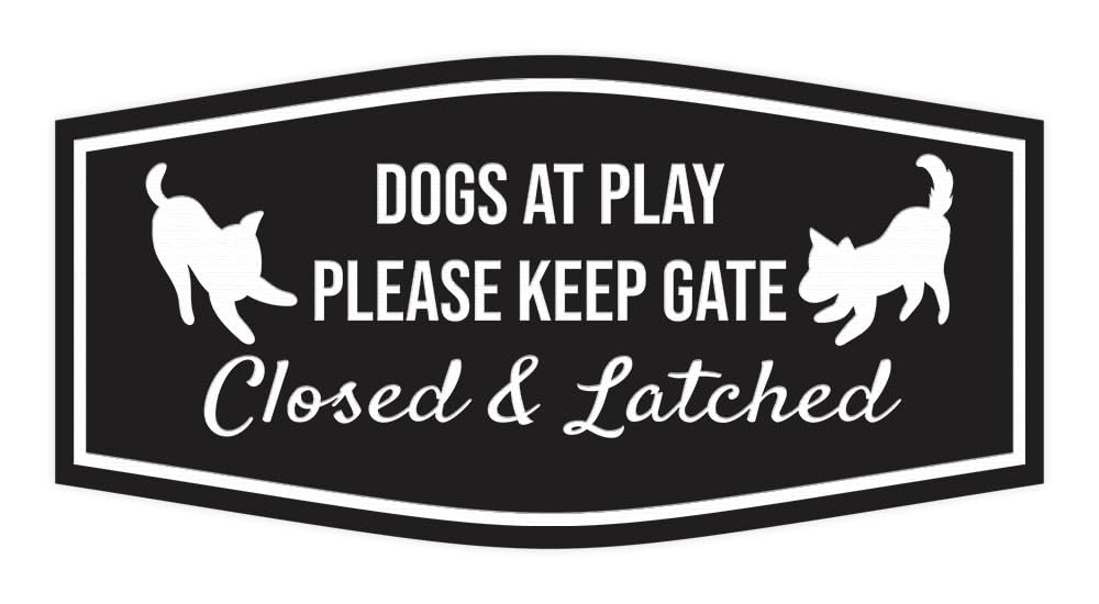 Motto Lita Fancy Paws, Dogs At Play Please Keep Gate Closed & Latched Sign (Black) - Small