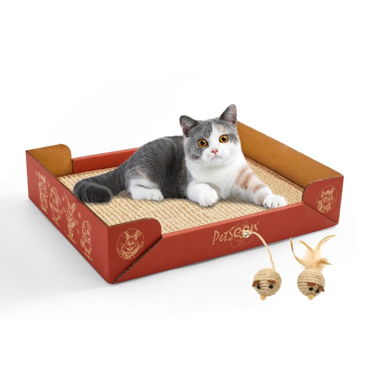 Cat Scratching Board, Corrugated Cardboard With Sisal Pad, 3 In1 Cat Scratch Pad With Box, Cardboard Scratch Boxes For Large Siz