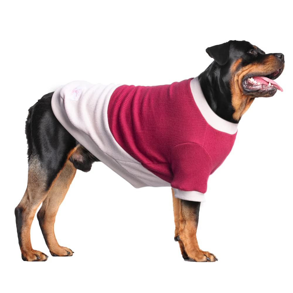 Arunners Extra Large Dog Sweaters Warm Clothes Pullover Sweatshirts For Labrador Rottweiler Great Dane, Dark Red Beige, 5X-Large