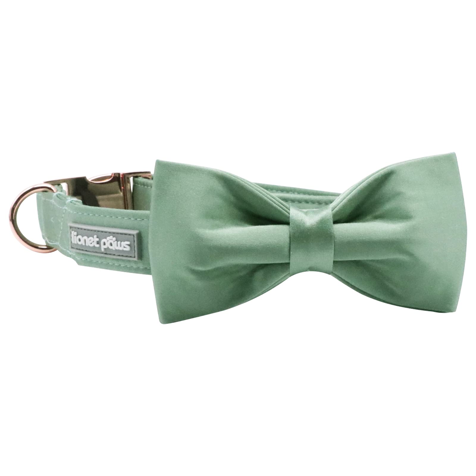 Lionet Paws Bowtie Dog Collar - Comfortable Silk Green Dog Collar With Detachable Bow Tie For Large Dogs, Neck 16-24 Inches