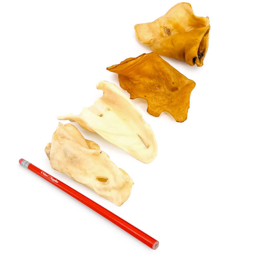 ValueBull Cow Ears, Varied Shapes, Small, 50 Count Bulk Pack - All Natural Dog Treats, Angus Beef, Single Ingredient, Cleans Tee