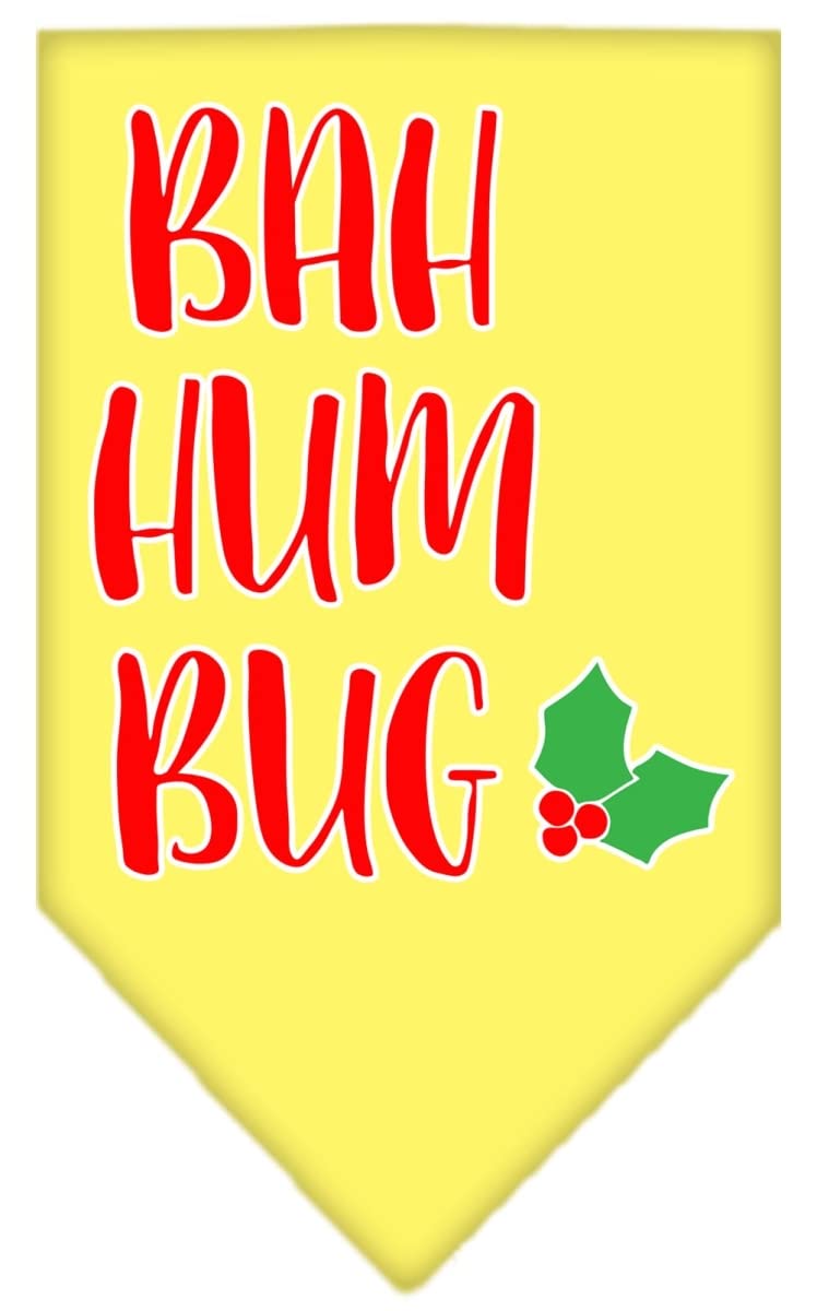 Christmas Pet and Dog Bandana Screen Printed, &quot;Bah Humbug&quot; Yellow Large
