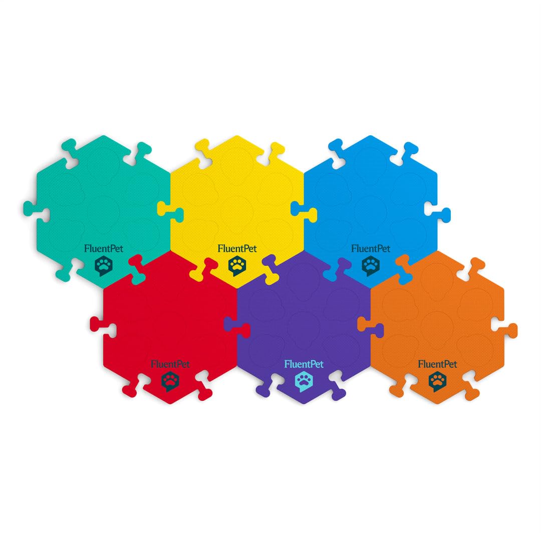 Fluentpet Hextiles - Bold 6-Pack | Accessory Dog And Cat Button Learning Kits | Can Hold Up To 6 Buttons | Soft, Durable, And No