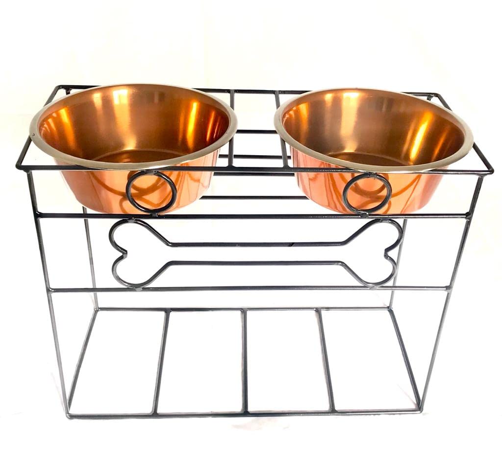 Large Breed Dog, Dieting Food Bowl Stand  16 Inch Height | 2 Bowls 1900 Ml Each Bowl, Elevated Food & Water Feeder | Steel Meta