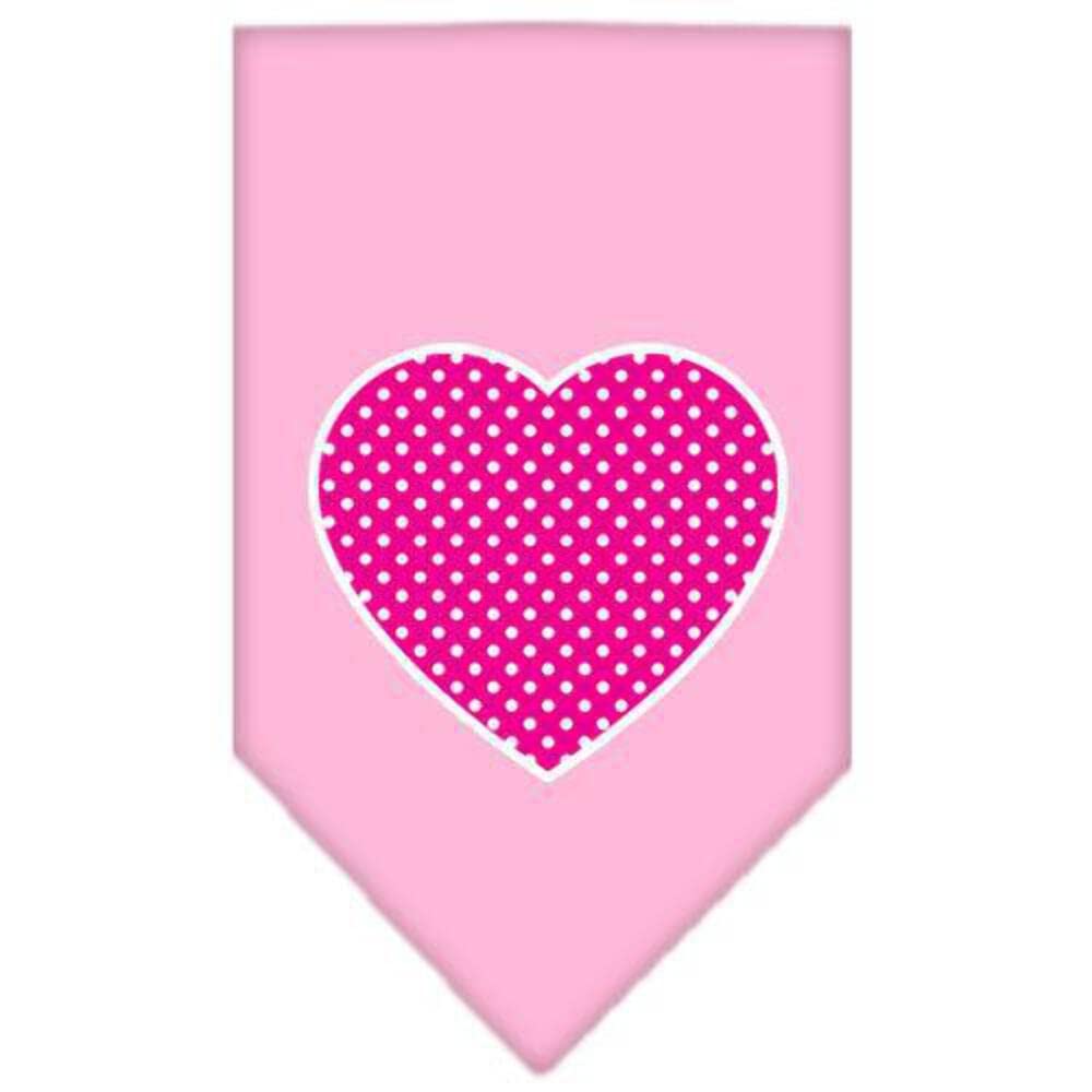 Pet and Dog Bandana Screen Printed, Pink Swiss Dot Heart Emerald Green Large