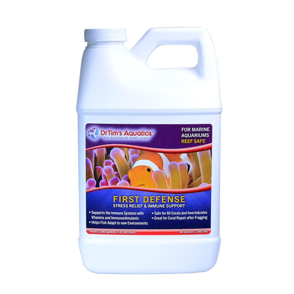 DrTims Aquatics First Defense for Reef Aquariums - Stress Relief & Immune System Support with Vitamins Immunostimulants Fish Ta