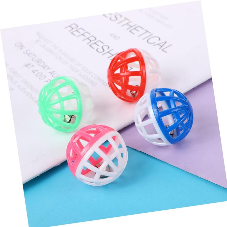 Dog Trust Cat Toy Ball with Bell, Jingle Balls for Kitten, Plastic Rattel Random Color 4 pcs Set