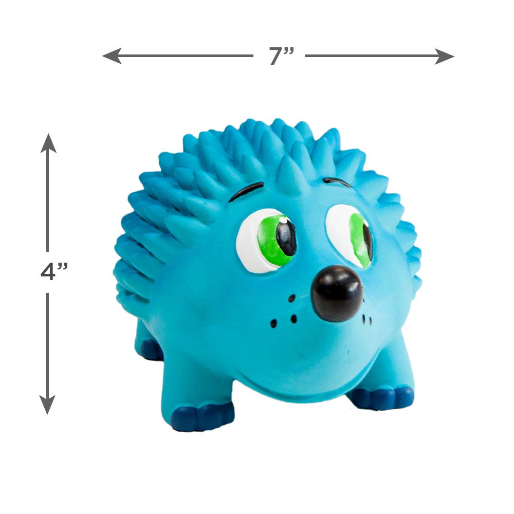 Outward Hound Tootiez Hedgehog Dog Toy, Large, Blue, Grunting Latex Rubber, Model 67812