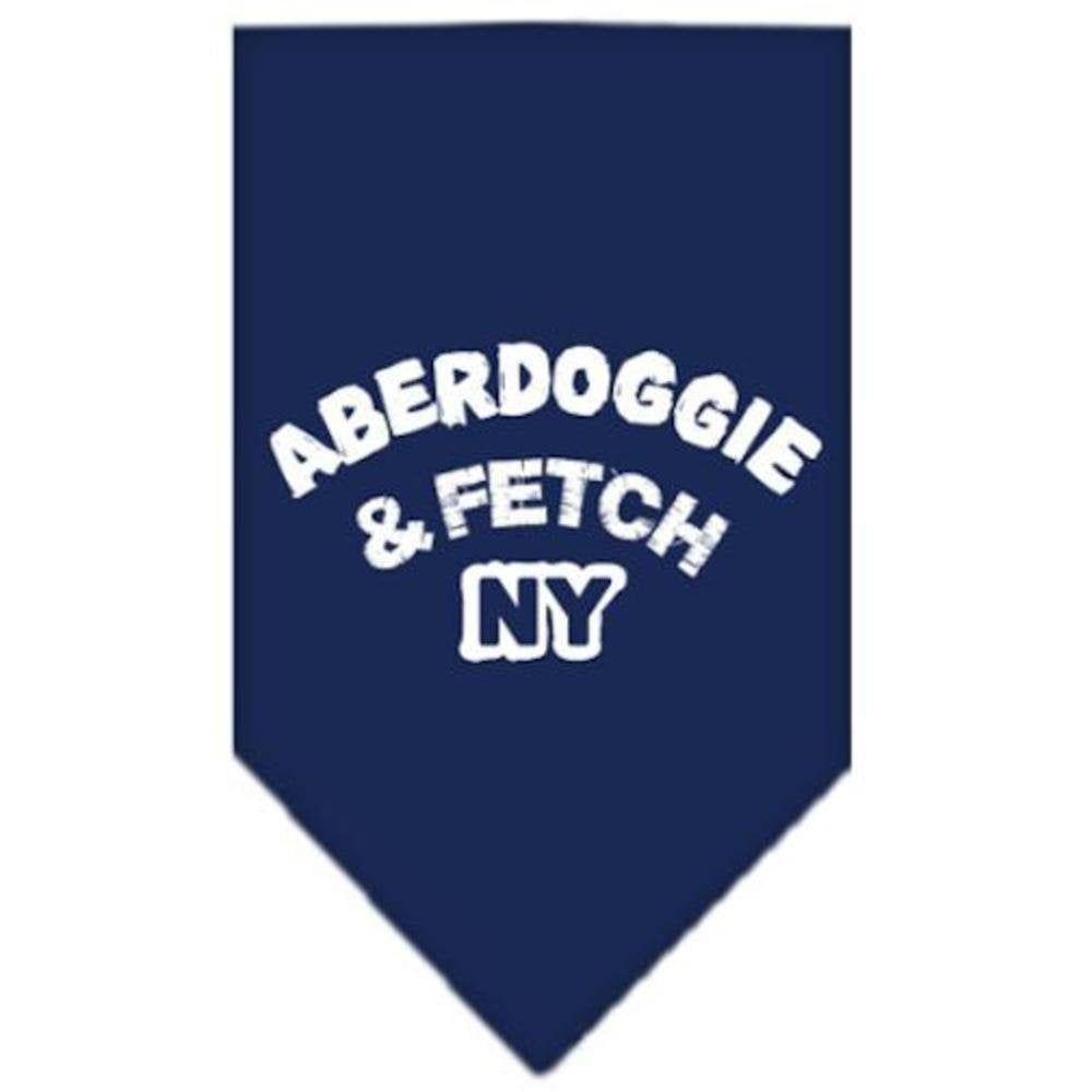 Pet and Dog Bandana Screen Printed, Aberdoggie & Fetch NY Navy Blue Large