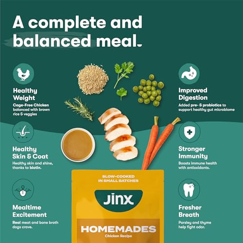 Jinx Chicken Dog Wet Food, Meal or Mix in Dog Toppers for Dry Food, Made with Real Chicken, Bone Broth & Brown Rice, No Fillers,
