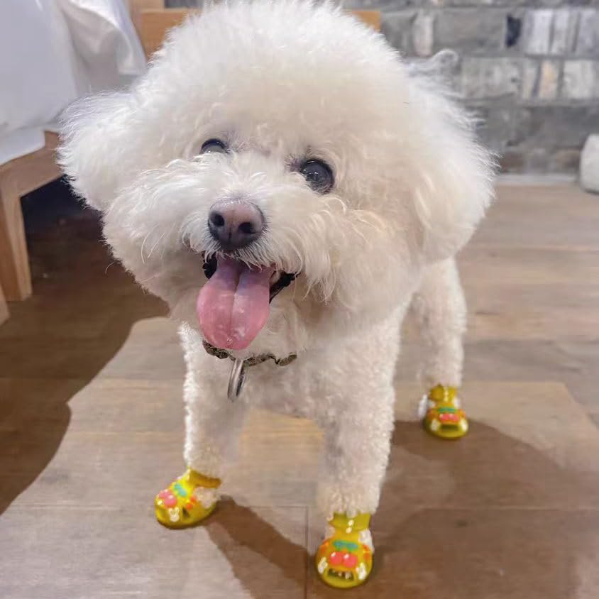 Cute Summer Dog Shoes Sweet Cherry Puppy Sandals Pet Jelly Shoes Flats, Dog Booties Paw Protector For Summer Hot Pavement (Candy