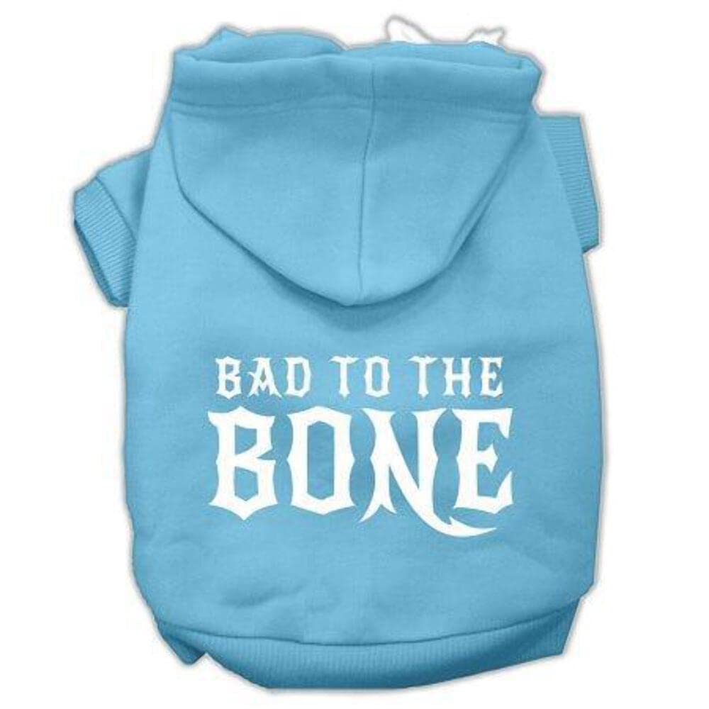 Pet, Dog & Cat Hoodie Screen Printed, 'Bad To The Bone' Light Pink 3Xl (25-35 Lbs.)