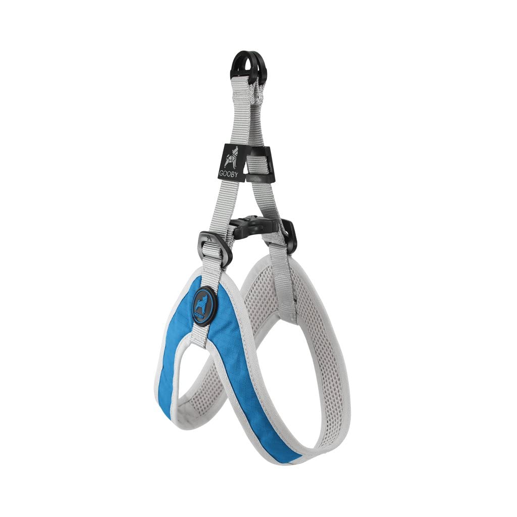 Gooby Simple Step in III Harness - Blue, Small - Small Dog Harness with Scratch Resistant Outer Vest - Soft Inner Mesh Harness f