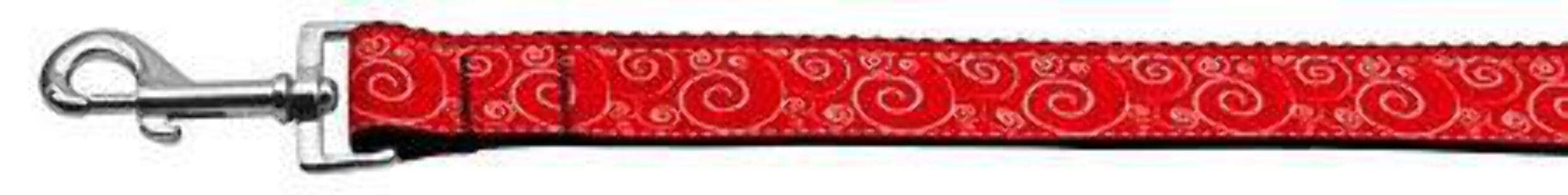 Pet Dog and Cat Nylon Collar or Leash, "Red & White Swirly" 5/8" w x 4 ft. leash