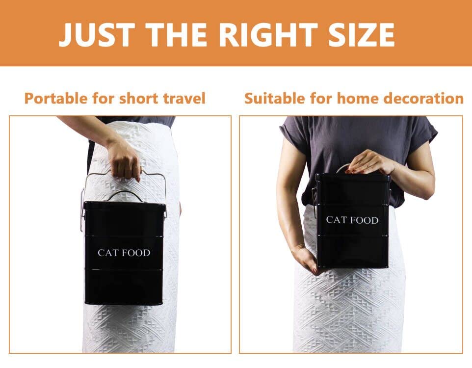 Geyecete Cat Treats tin and cat Food Storage Tin with Lid & with Spoon for cat Food Storage, Medium Pet Food Storage Can-Cat Foo