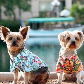 Doggie Design Hawaiian Camp Shirts (Xxs, Sunset Hibiscus)