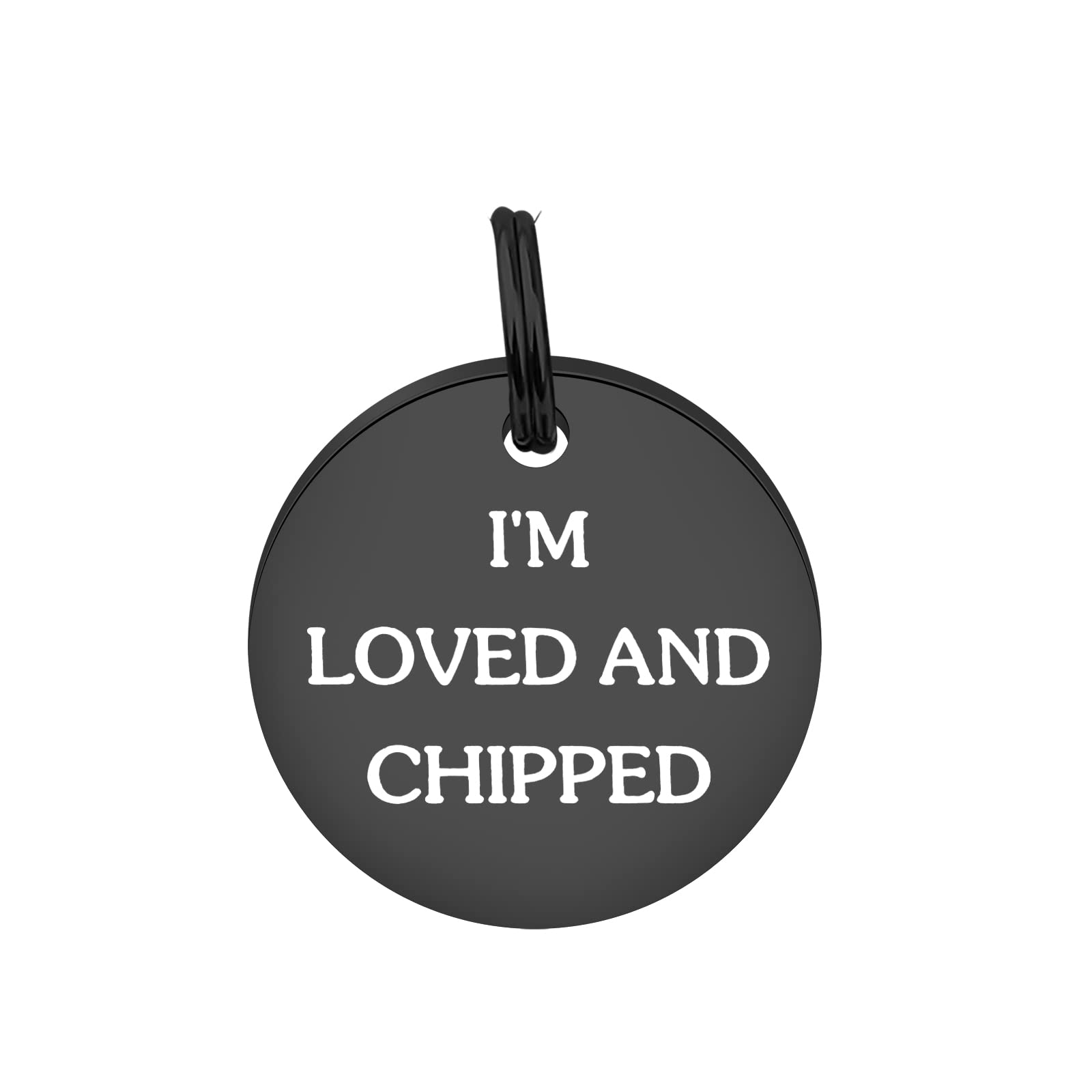 Tgbje Chipped Add On Tag For Dog I’M Loved And Chipped Small Tag For Pets Tag Chip Tag For Pets Dog Collar Gift Chip Id Tag For Pets (Bl Chipped Tag)