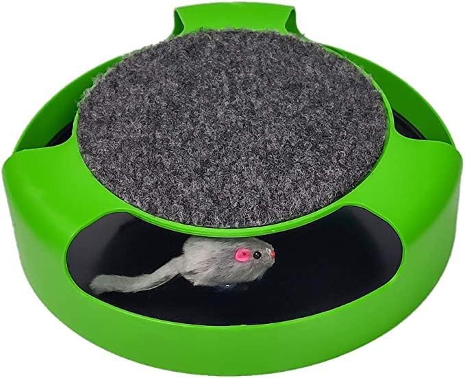 Dog Trust Interactive Mouse Moving Catch Toy With Running Stuffed Mice And Spinning Scratching Pad Round Kitten Scratcher Catnip