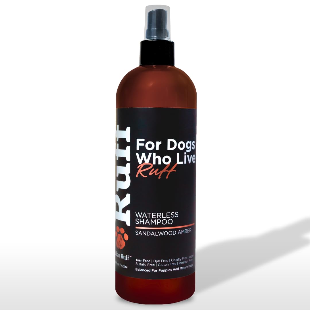Ruff by Lillian Ruff No-Rinse Waterless Dog Shampoo Spray | Sandalwood Amber | Pet Deodorizer | for Cleaning, Conditioning, Deta