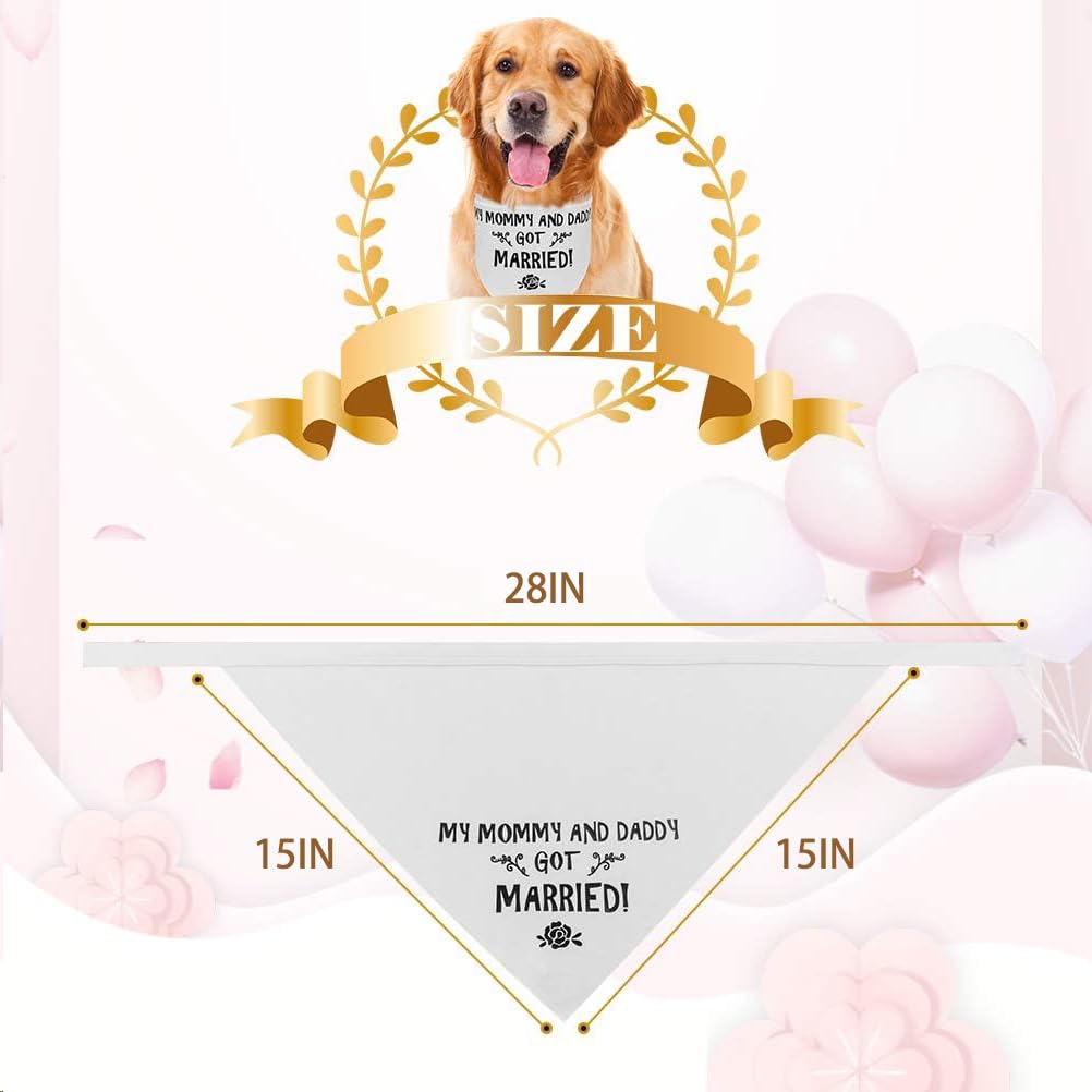 PUPTECK Engagement Gift Wedding Dog Bandana - Triangle Bibs Scarf Pet Accessories, Wedding Photo Prop for Small Medium Large Dog