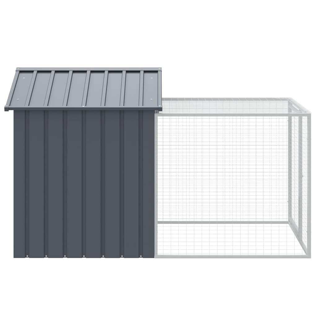 vidaXL Chicken Cage with Corral Galvanized Steel Grey 117x1220x123 cm, 3189073