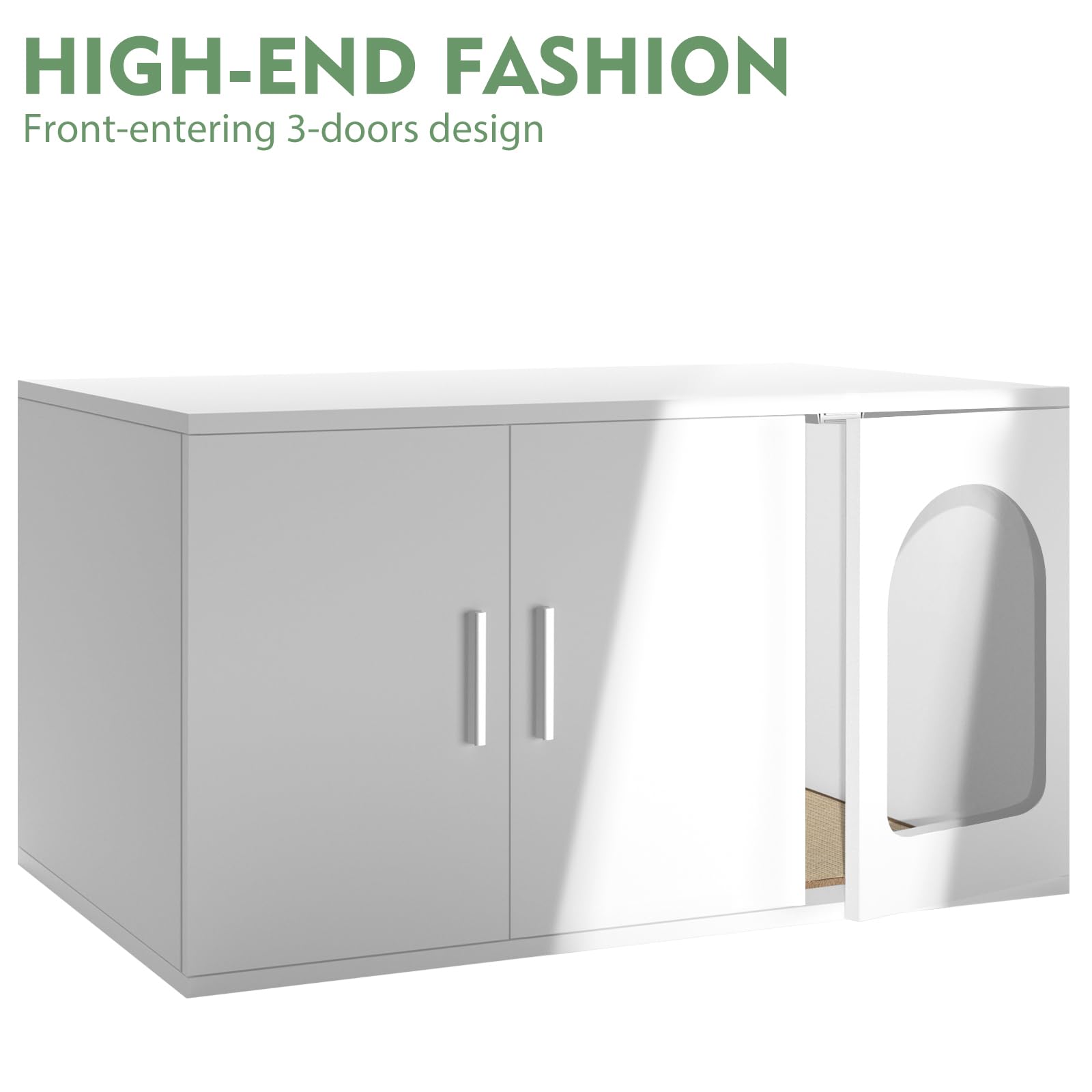 Amunrbrek Modern Cat Litter Box Enclosure Furniture As End Side Table, Stackable Litter Box Furniture With Front Entry Cat Door