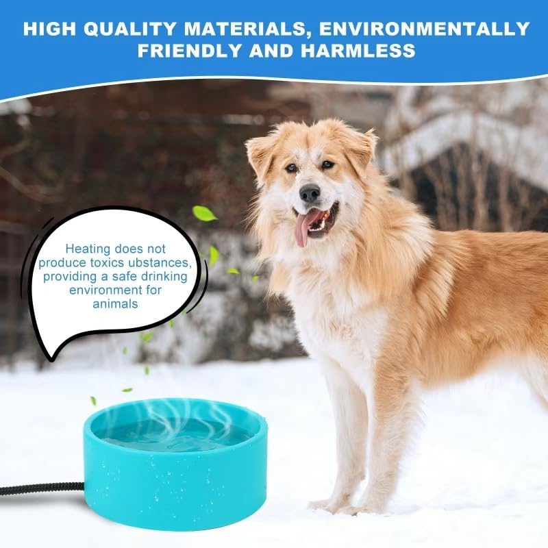 3.2L Heated Water Bowl for Dogs, Outside Heated Dog Bowl, Large Heated Dog Water Bowl Outdoor, Thermostatic Control Heated Cat B