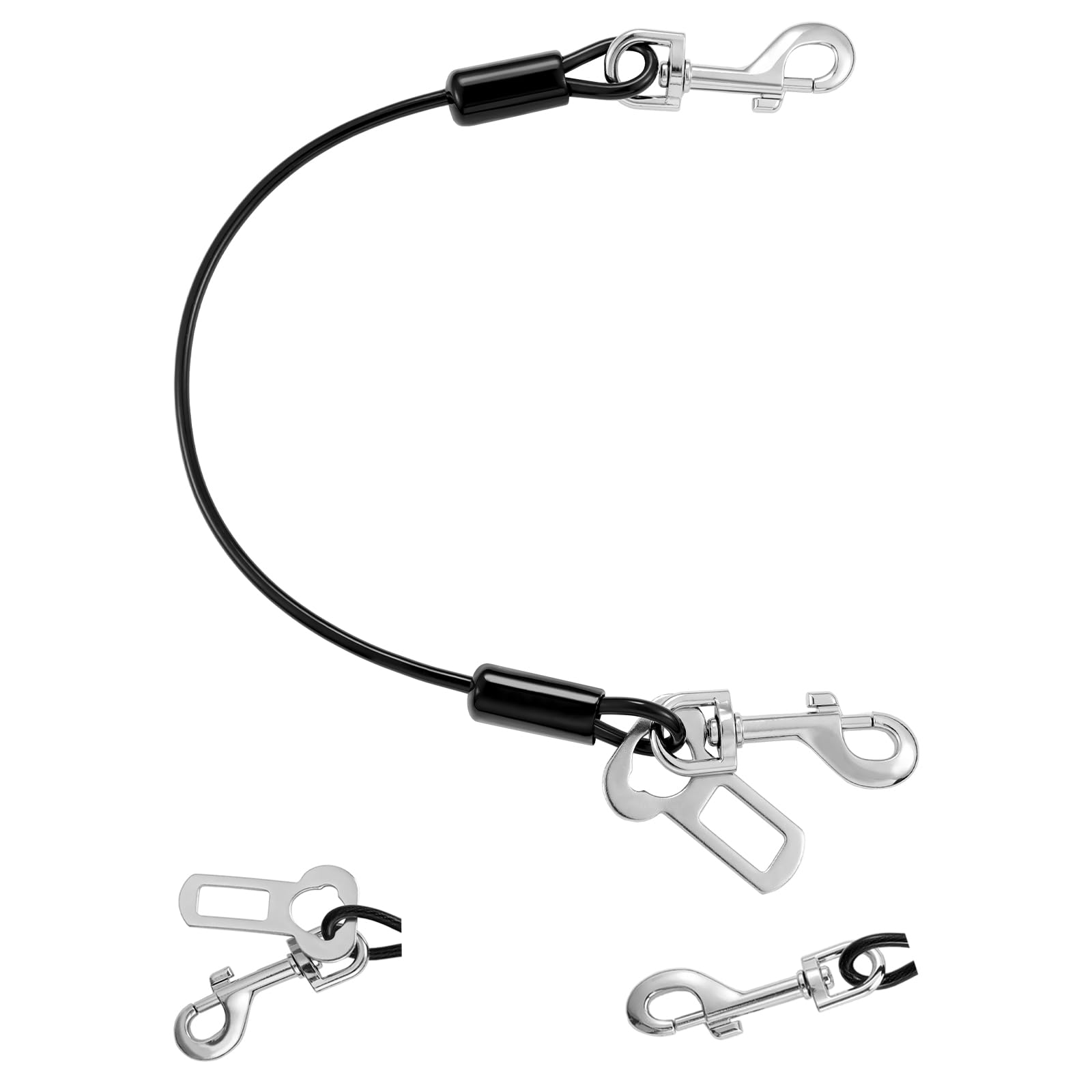 VavoPaw Dog Seat Belt for Car, 16 Chew-Proof Coated Wire Dog Car Leash Seat Belt, Dog Leash with Buckles and Latch, Safety Harne