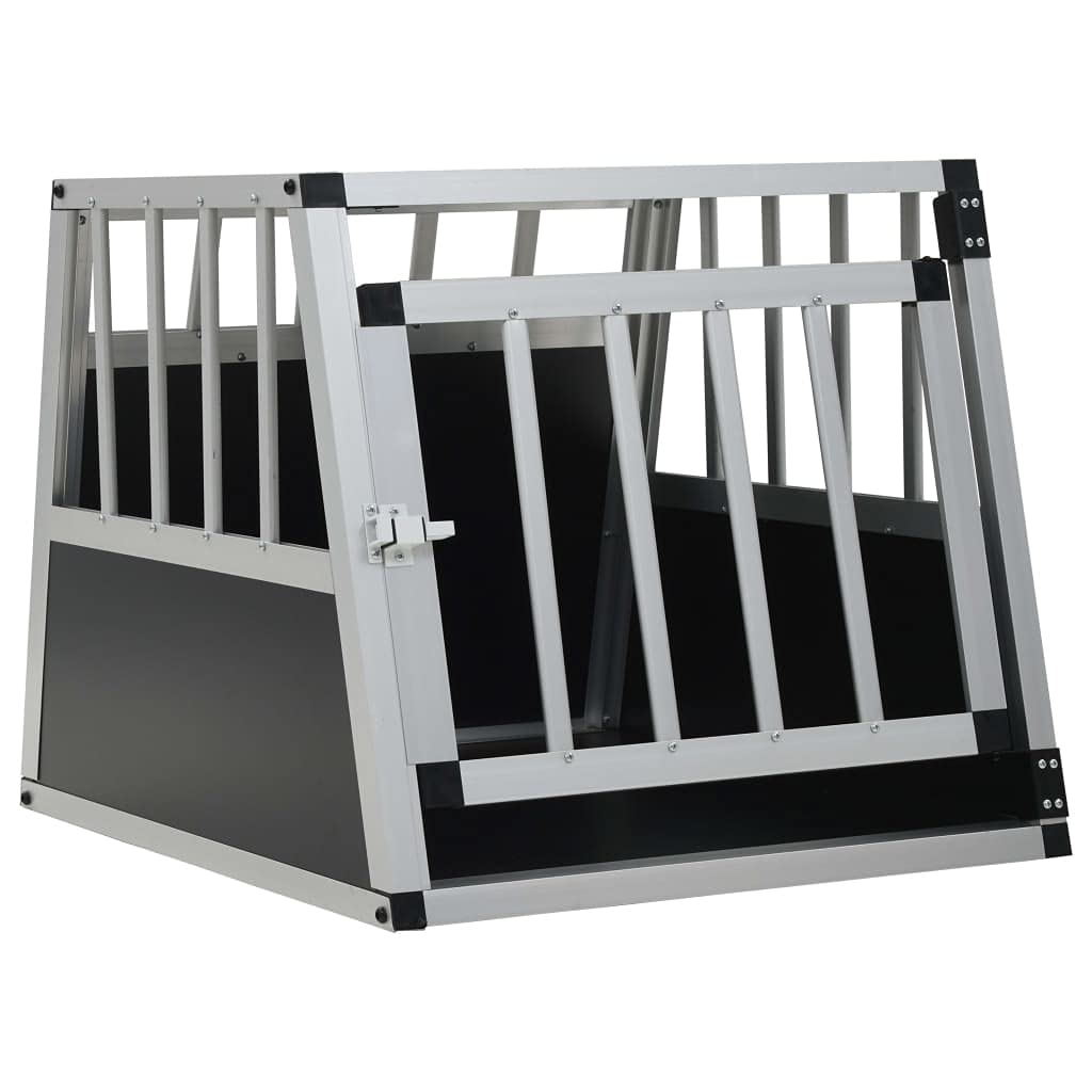 vidaXL Portable Dog Cage with Single Door, Lightweight Aluminium and MDF Construction, Safe and Durable Design, Easy Transport, 