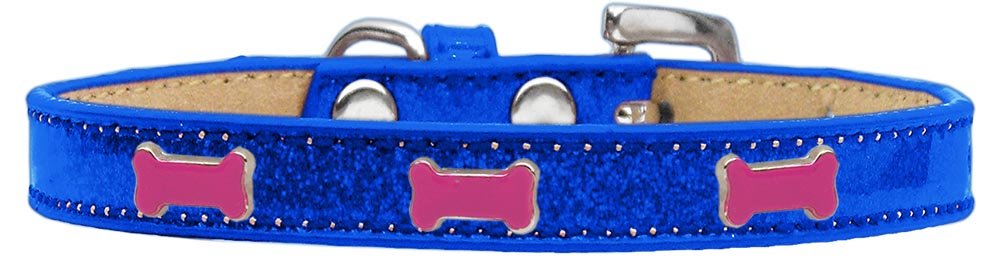 Mirage Pet Products 633-3 Bl20 Pink Bone Widget Dog Collar Blue Ice Cream Size 20