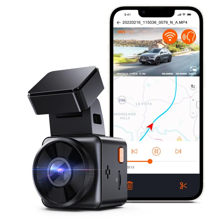 Vantrue E1 Lite 1080P Wifi Mini Dash Cam With Gps And Speed, Free App, Voice Control Front Car Dash Camera, 24 Hours Parking Mod