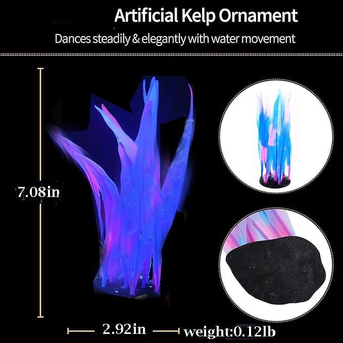 REIRQIE 1Pcs Aquarium Decoration Plants Simulation Artificial Water Grass Fish Tank Decor Silicone Glowing Kelp Ornament Fish Ta