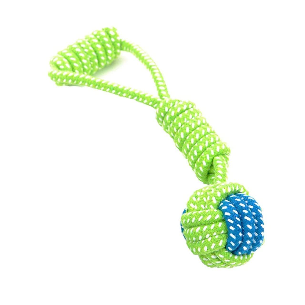 PSK PET MART Durable Knotted Cotton Rope Toy with Handle Ball for All Breeds of Dogs (Pack of 1) (Multicolour) Rope Toys