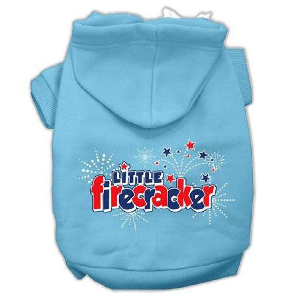 Pet Dog & Cat Hoodie Screen Printed, 'Little Firecracker' Baby Blue Xl (14-20 Lbs.)