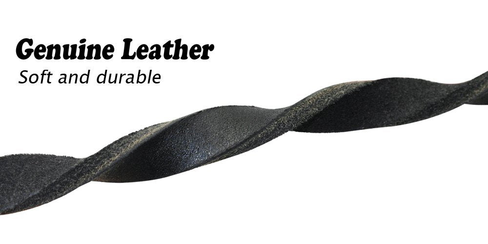 Berry Pet Leather Dog Leash - Training & Walking Braided Dog Leash - 3.6 Ft By 3/4 In (110Cm 1.8Cm) - Latigo Leather Black