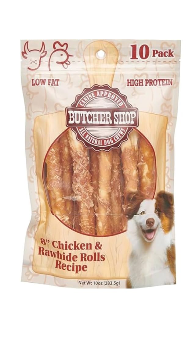 Butcher Shop Chicken and Rawhide Rolls Dog Treats (2 Pack - 20 Rolls)