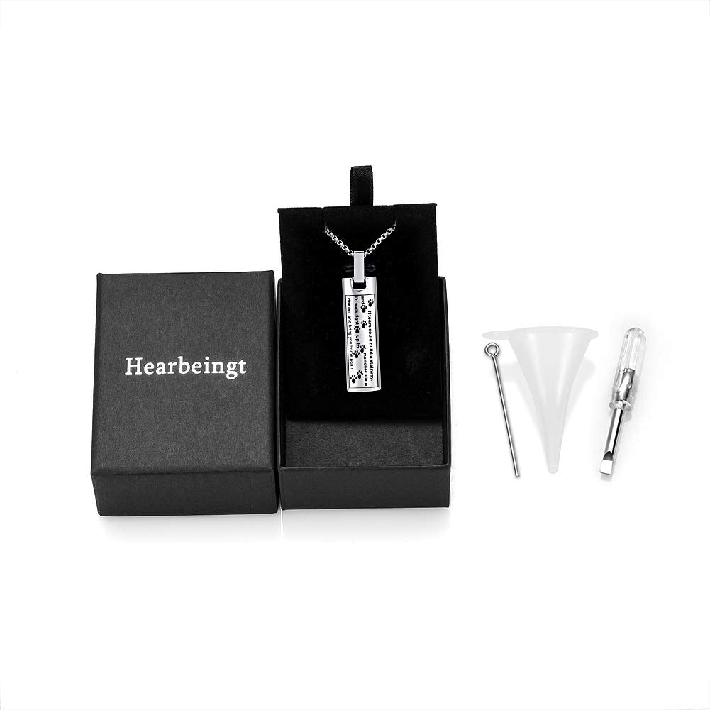 Hearbeingt Cremation Jewelry Urn Necklace For Ashes, Pet Paw Print Memorial Pendant For Dog Cat Ashes Keepsake Locket For Men For Women