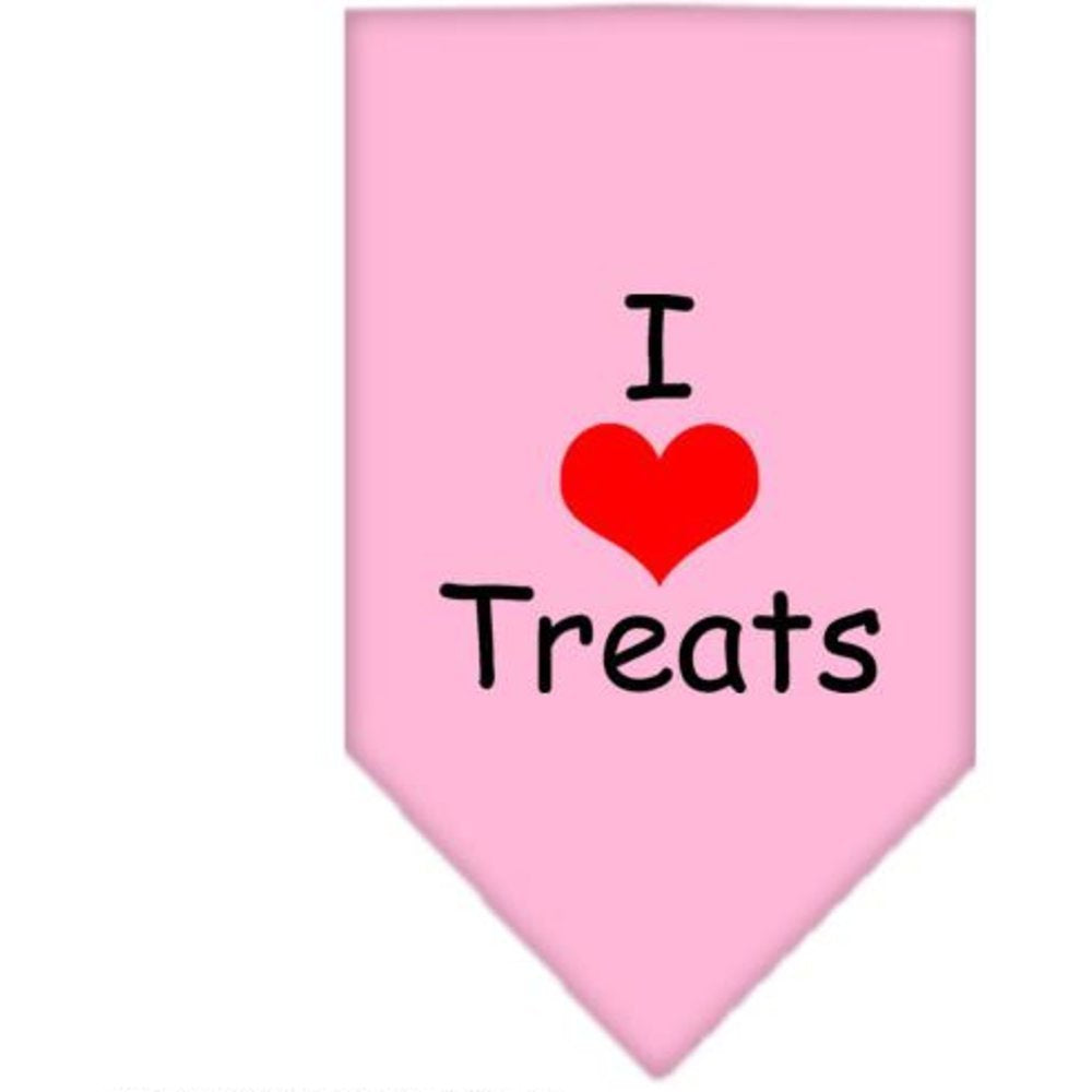 Pet and Dog Bandana Screen Printed, &quot;I Love Treats&quot; Light Pink Small